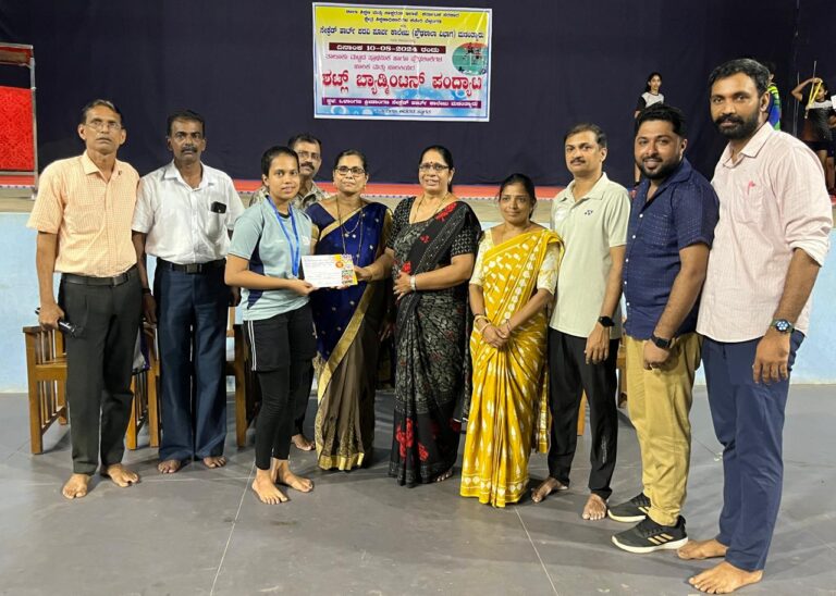 Shreeraksha wins 2nd place in Taluk Level Shuttle Badminton 
